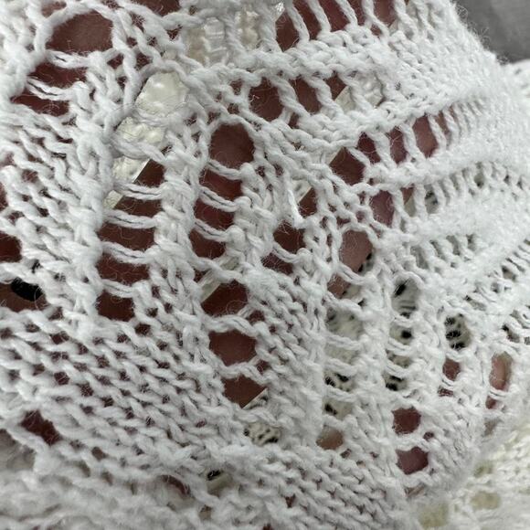 Y2K 90s Costal Cowgirl Open Knit Tie Cardigan White Plus Size - Picture 5 of 5